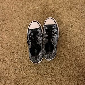 Size 6 Black and White Shiny Converse